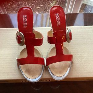 Bright red leather and Clear Plastic Michael Kors Pumps 7 1/2 Medium
